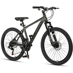 Thrax 24 26 27.5 Inch Adult Men Male and Women MTB Mountain Bike | High Tensile Steel Frame, Dual Disc Brakes, Front Suspension, Smooth 21-Speed Gear Shifters, Half Hidden Brake Cables(Charcoal Gray)