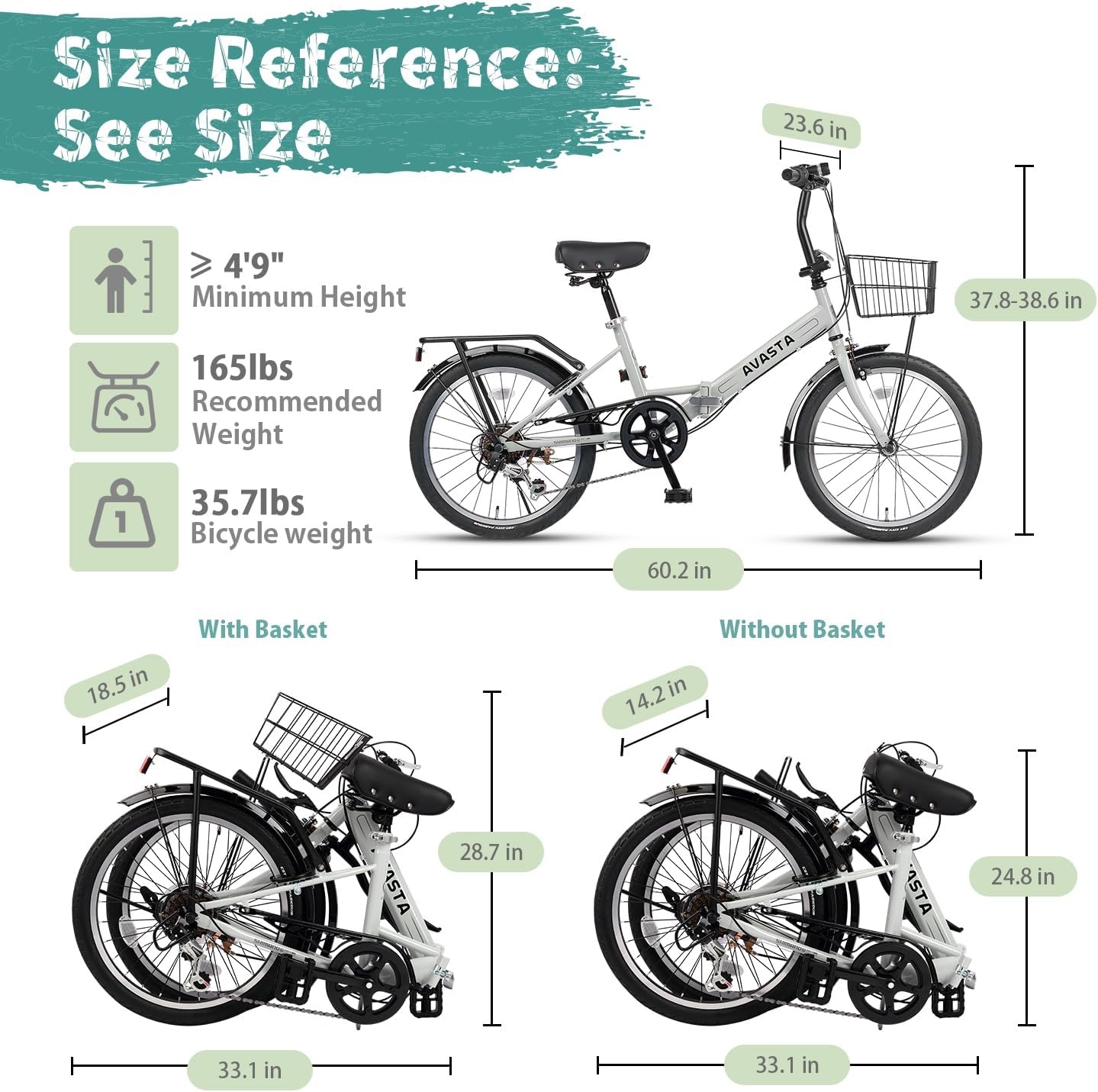 image:imageQuartet Folding Bike 2024 Inch 7Speed Dual Brakes Folds in seconds Features 7speed shifting dual brakes basket and rear rack for everyday city ridingGray