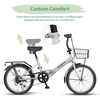 Quartet Folding Bike, 20/24 Inch, 7-Speed, Dual Brakes | Folds in seconds. Features 7-speed shifting, dual brakes, basket and rear rack for everyday city riding.(Gray)