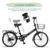 Quartet Folding Bike, 20/24 Inch, 7-Speed, Dual Brakes | Folds in seconds. Features 7-speed shifting, dual brakes, basket and rear rack for everyday city riding.(Black)
