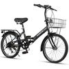 Quartet Folding Bike, 20/24 Inch, 7-Speed, Dual Brakes | Folds in seconds. Features 7-speed shifting, dual brakes, basket and rear rack for everyday city riding.(Black)