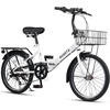 Quartet Folding Bike, 20/24 Inch, 7-Speed, Dual Brakes | Folds in seconds. Features 7-speed shifting, dual brakes, basket and rear rack for everyday city riding.(White)