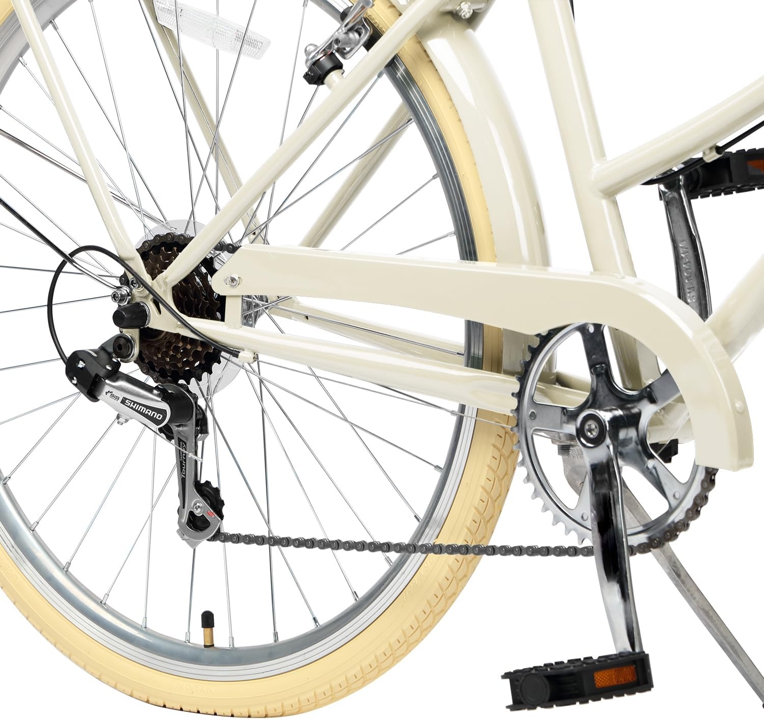 image:imageAVASTA Vela 26 Inch High Tensile Steel Frame Women Female Hybrid BikeBeige Frame with Beige Tires