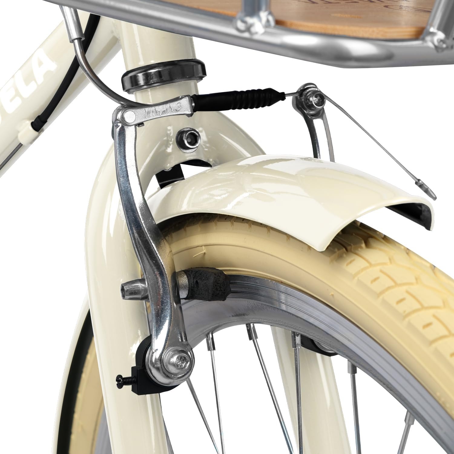 image:imageAVASTA Vela 26 Inch High Tensile Steel Frame Women Female Hybrid BikeBeige Frame with Beige Tires