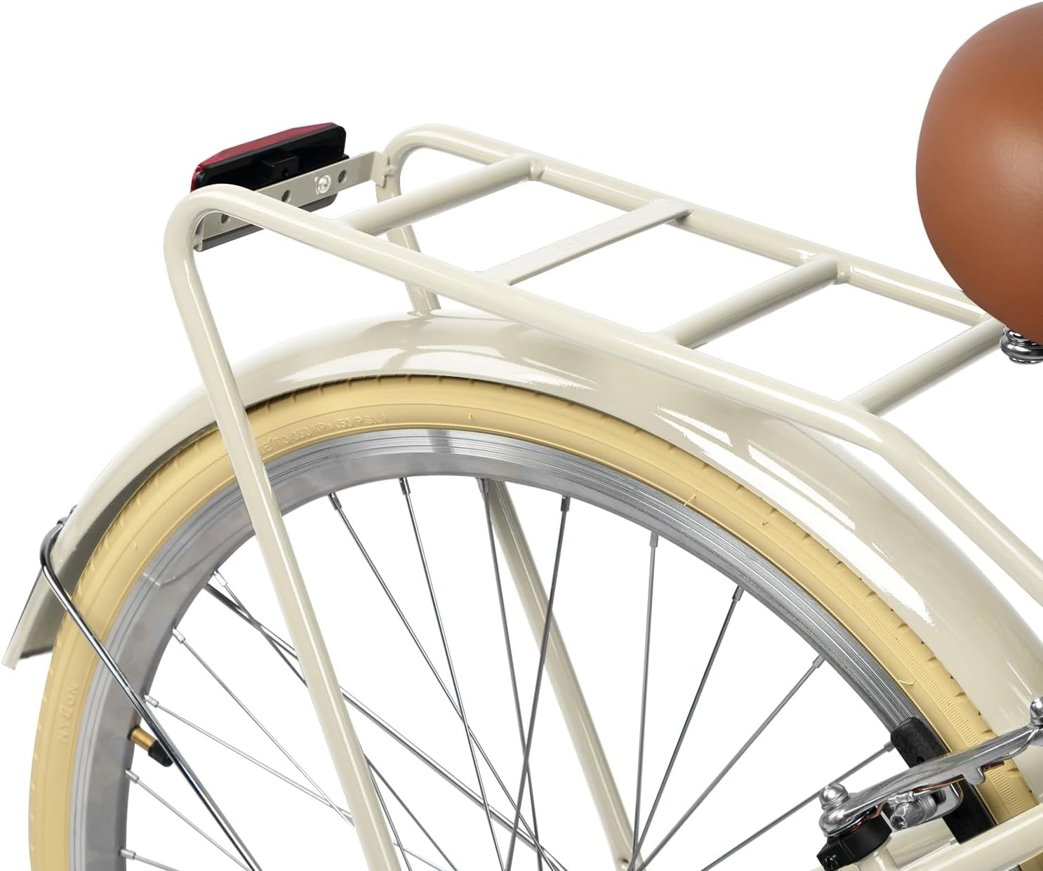 image:imageAVASTA Vela 26 Inch High Tensile Steel Frame Women Female Hybrid BikeBeige Frame with Beige Tires
