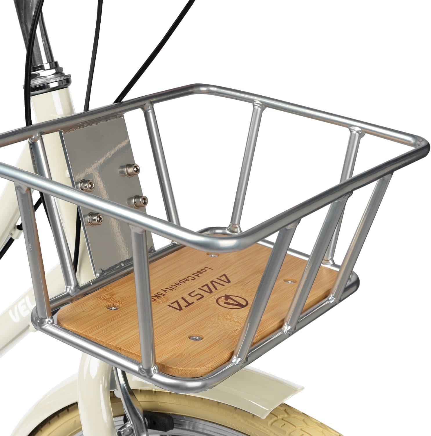 image:imageAVASTA Vela 26 Inch High Tensile Steel Frame Women Female Hybrid BikeBeige Frame with Beige Tires