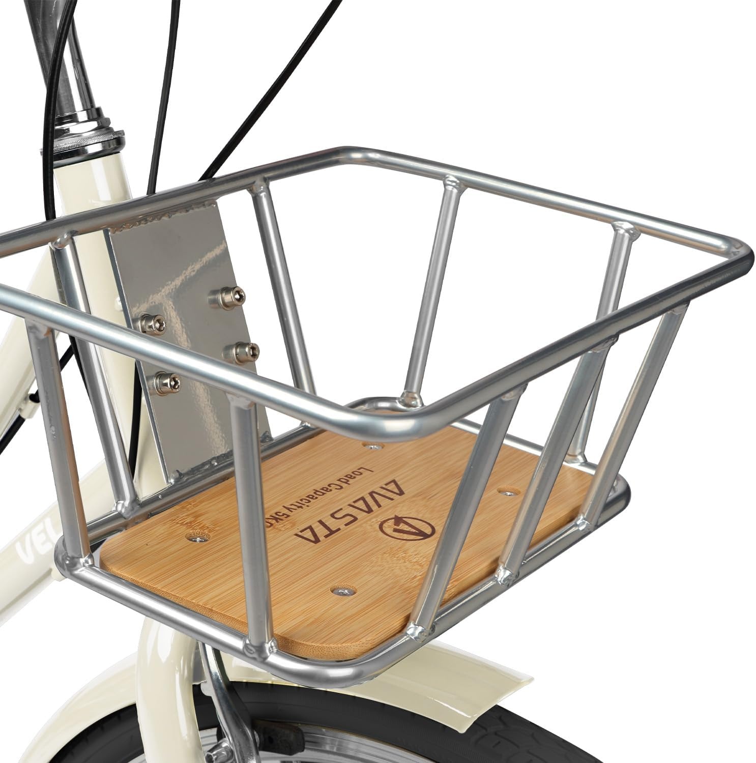 image:imageAVASTA Vela 26 Inch High Tensile Steel Frame Women Female Hybrid BikeBeige Frame with Black Tires