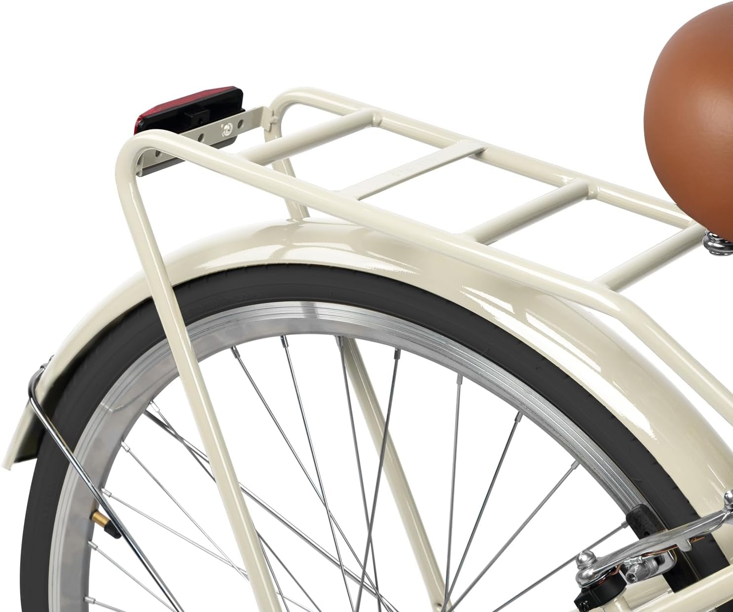 image:imageAVASTA Vela 26 Inch High Tensile Steel Frame Women Female Hybrid BikeBeige Frame with Black Tires