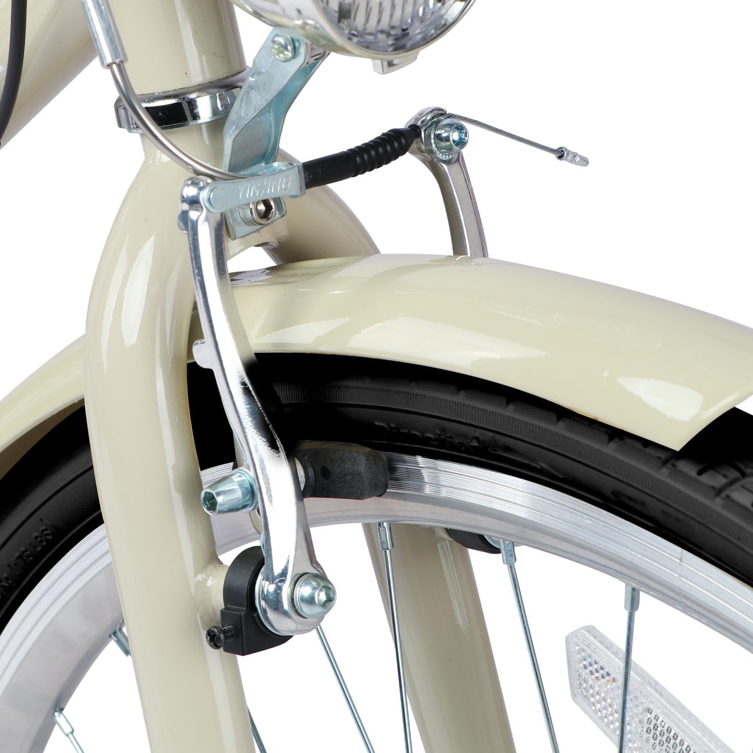 image:imageAVASTA Vela 26 Inch High Tensile Steel Frame Women Female Hybrid BikeBeige Frame with Black Tires