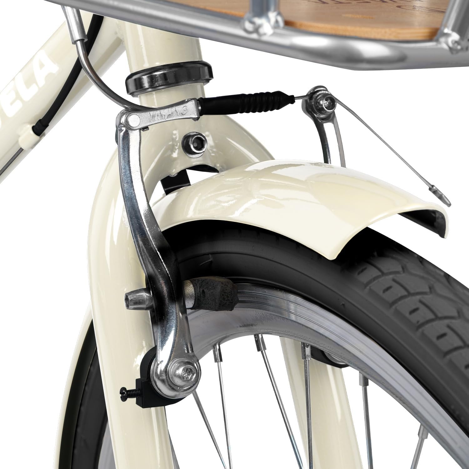 image:imageAVASTA Vela 26 Inch High Tensile Steel Frame Women Female Hybrid BikeBeige Frame with Black Tires