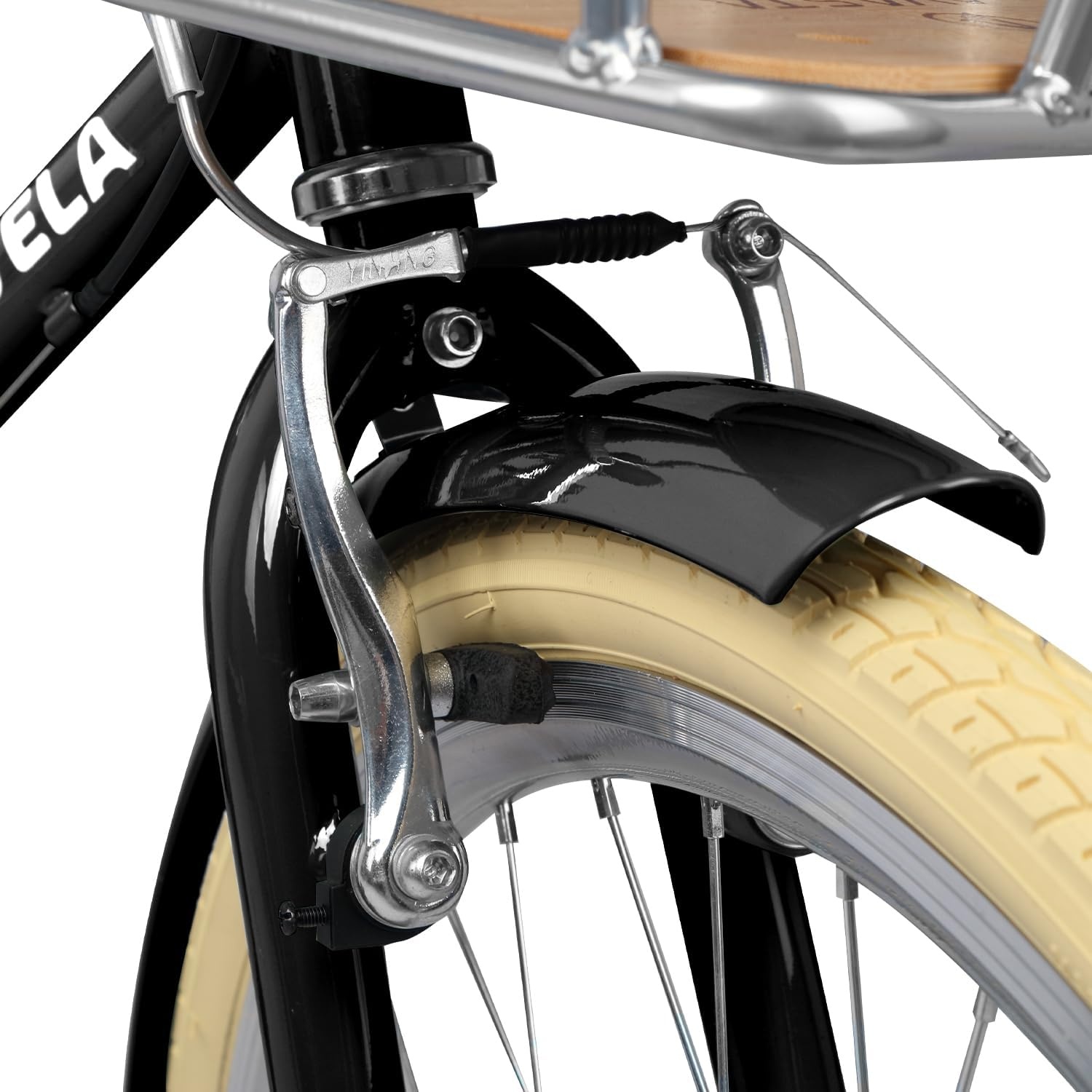 image:imageAVASTA Vela 26 Inch High Tensile Steel Frame Women Female Hybrid BikeBlack Frame with Beige Tires
