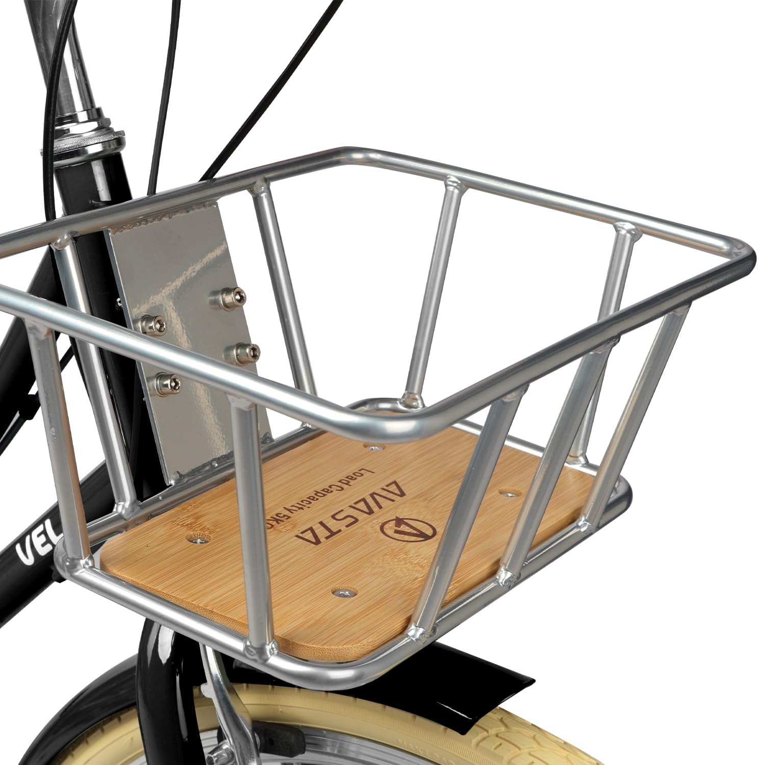 image:imageAVASTA Vela 26 Inch High Tensile Steel Frame Women Female Hybrid BikeBlack Frame with Beige Tires