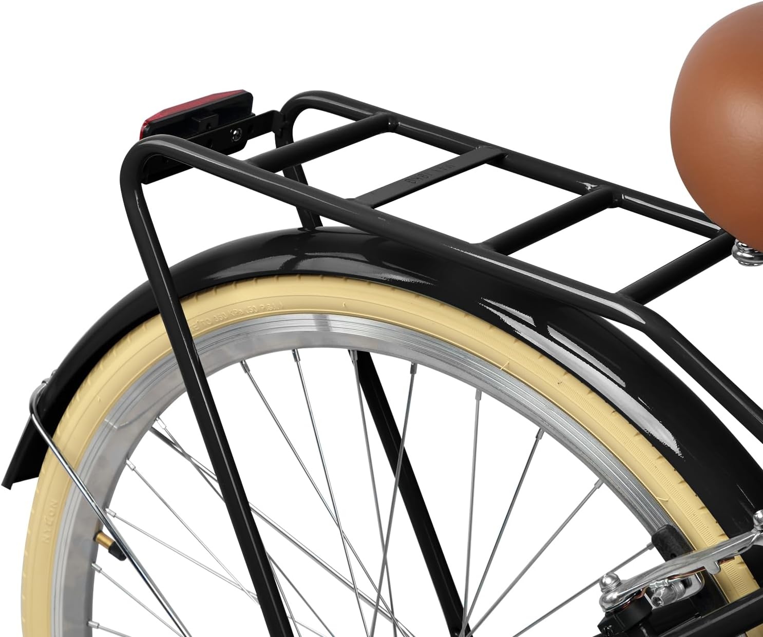 image:imageAVASTA Vela 26 Inch High Tensile Steel Frame Women Female Hybrid BikeBlack Frame with Beige Tires