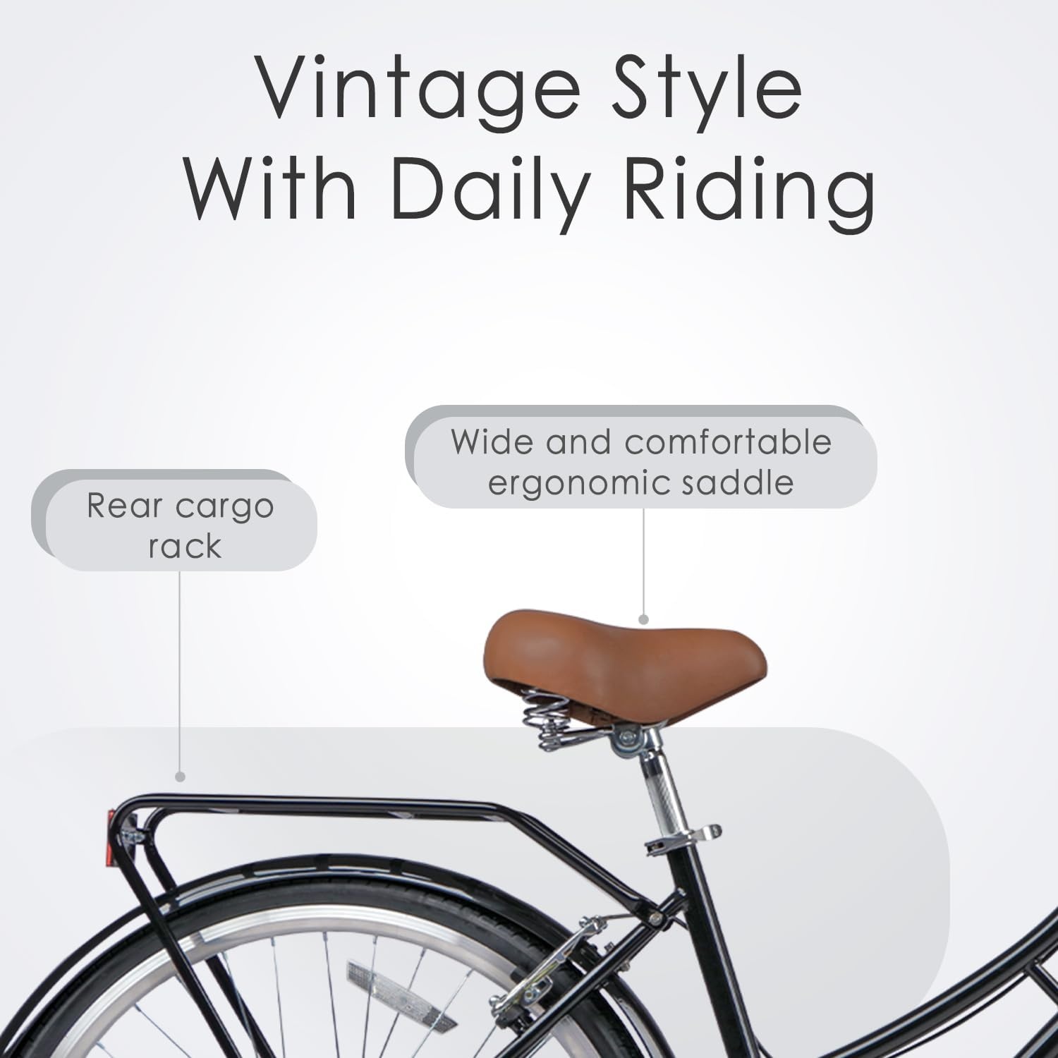 image:imageAVASTA Vela 26 Inch High Tensile Steel Frame Women Female Hybrid BikeBlack Frame with Black Tires