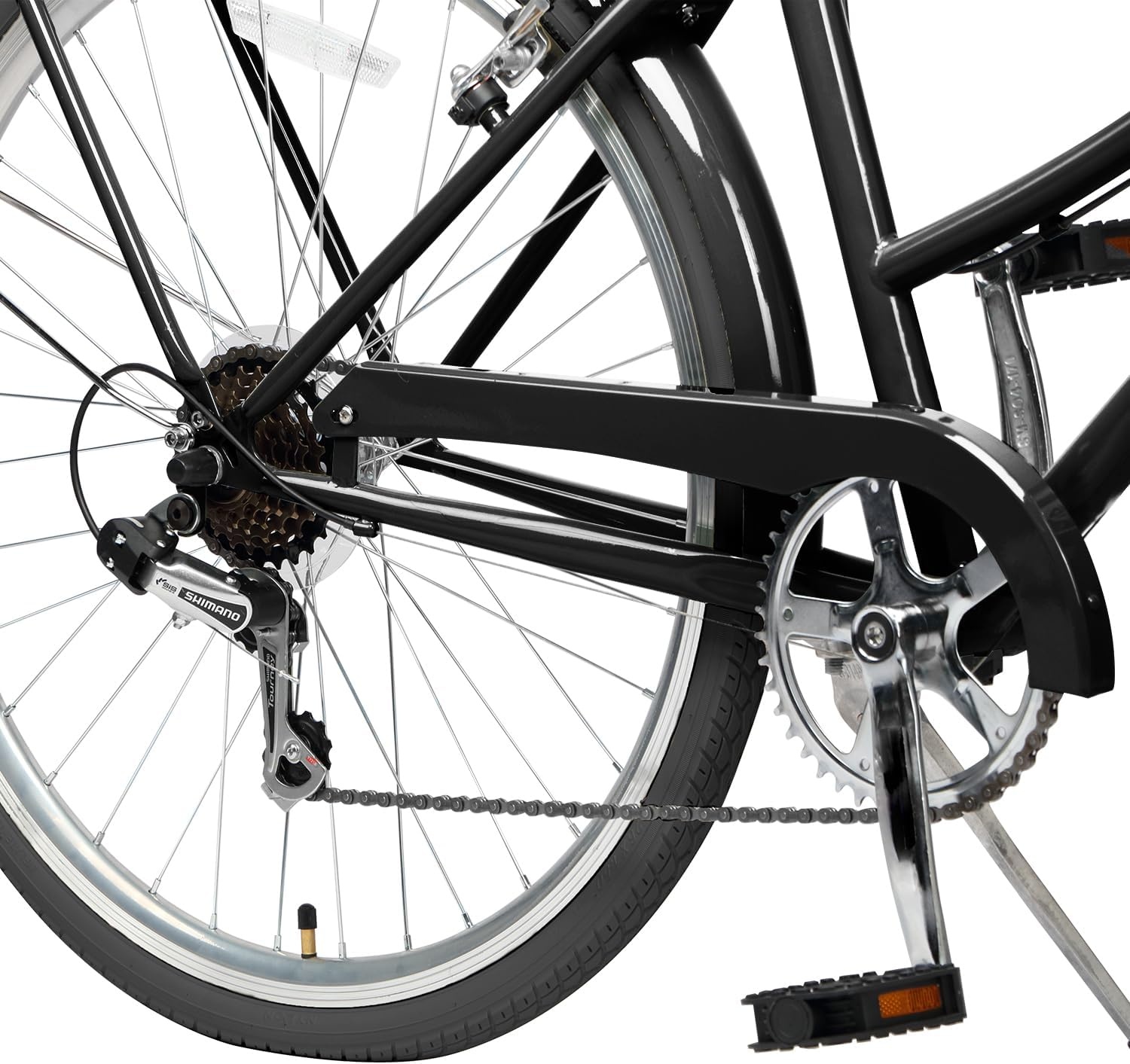 image:imageAVASTA Vela 26 Inch High Tensile Steel Frame Women Female Hybrid BikeBlack Frame with Black Tires