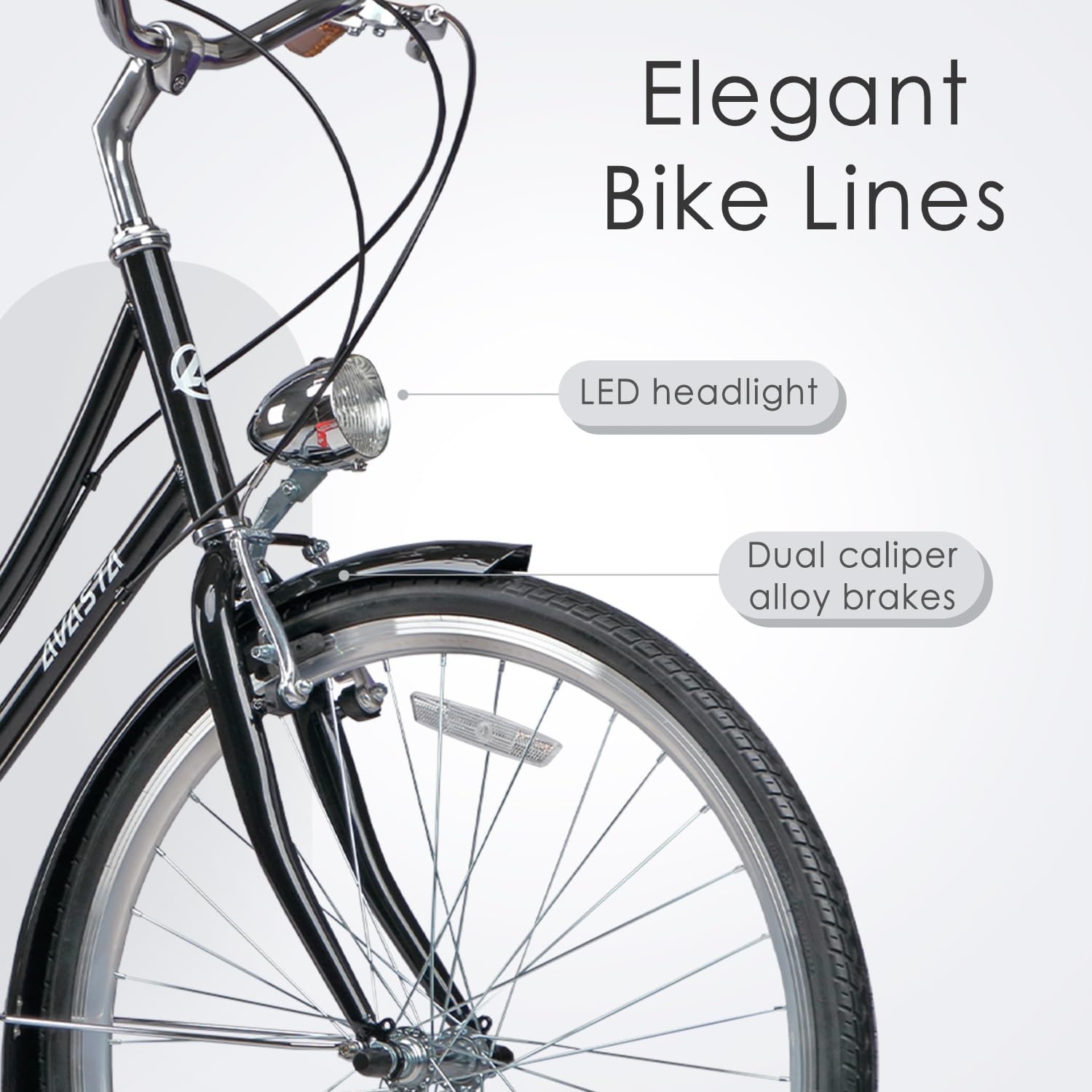 image:imageAVASTA Vela 26 Inch High Tensile Steel Frame Women Female Hybrid BikeBlack Frame with Black Tires