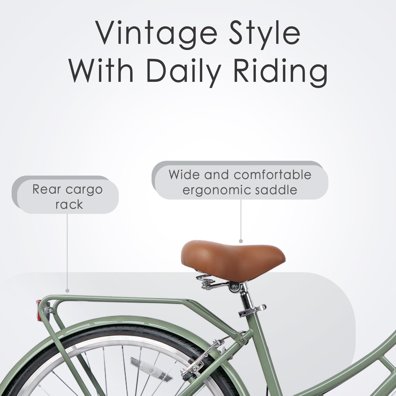 image:imageAVASTA Vela 26 Inch High Tensile Steel Frame Women Female Hybrid BikeGreen Frame with Black Tires