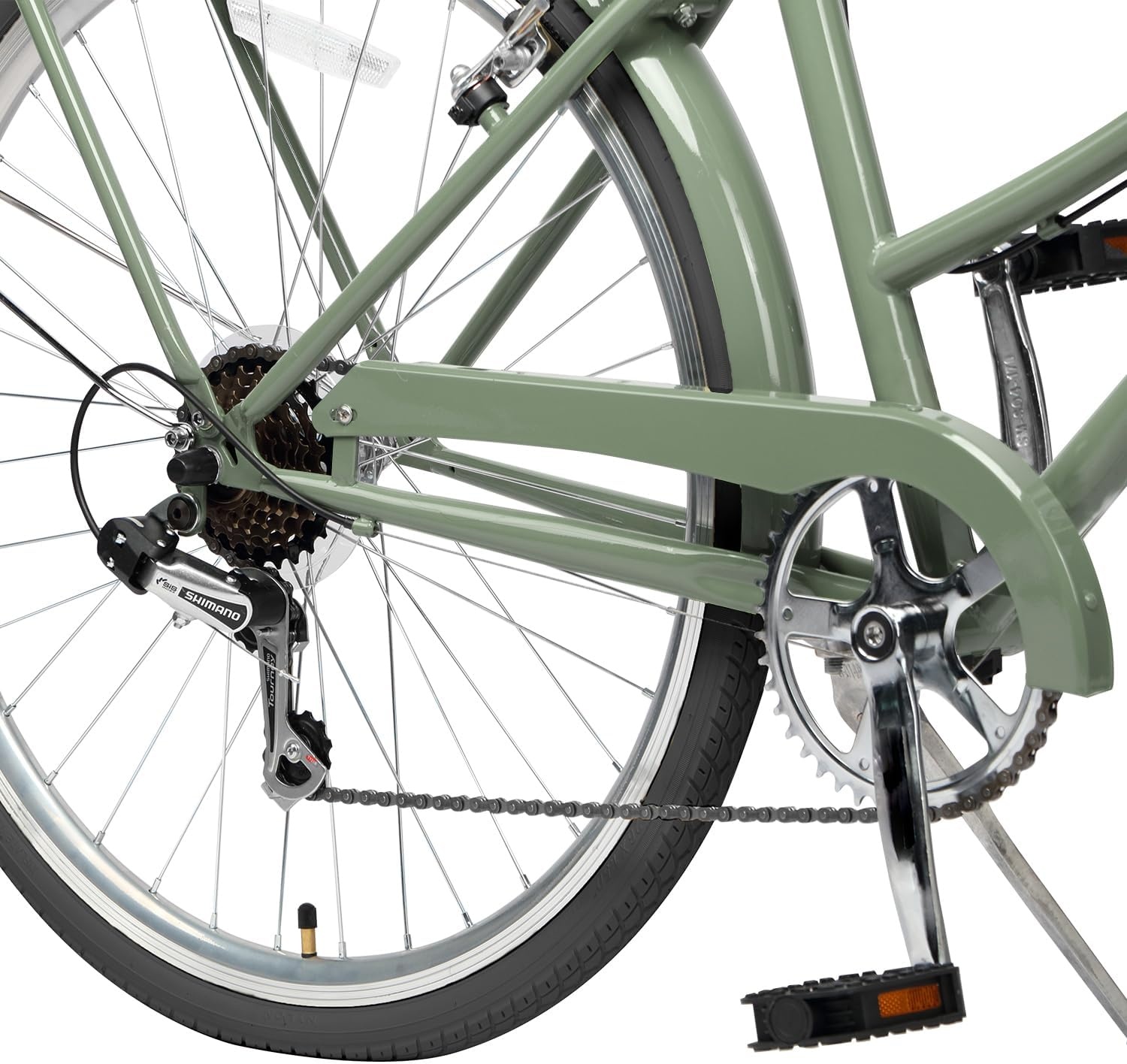image:imageAVASTA Vela 26 Inch High Tensile Steel Frame Women Female Hybrid BikeGreen Frame with Black Tires