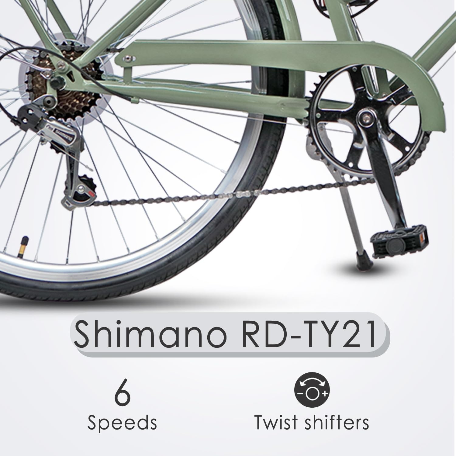 image:imageAVASTA Vela 26 Inch High Tensile Steel Frame Women Female Hybrid BikeGreen Frame with Black Tires