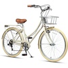 AVASTA Vela 26 Inch High Tensile Steel Frame Women Female Hybrid Bike(Beige Frame with Beige Tires)