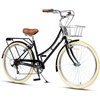 AVASTA Vela 26 Inch High Tensile Steel Frame Women Female Hybrid Bike(Black Frame with Beige Tires)