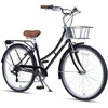 AVASTA Vela 26 Inch High Tensile Steel Frame Women Female Hybrid Bike(Black Frame with Black Tires)