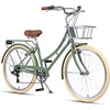 AVASTA Vela 26 Inch High Tensile Steel Frame Women Female Hybrid Bike(Green Frame with Beige Tires)