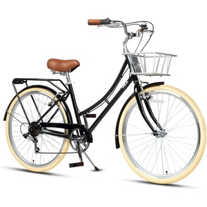 AVASTA Vela 26 Inch High Tensile Steel Frame Women Female Hybrid Bike(Black Frame with Beige Tires)