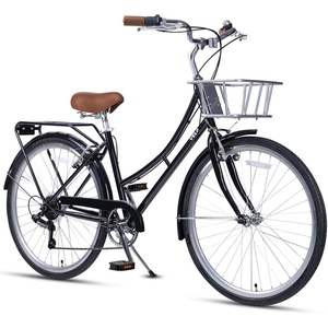 AVASTA Vela 26 Inch High Tensile Steel Frame Women Female Hybrid Bike(Black Frame with Black Tires)