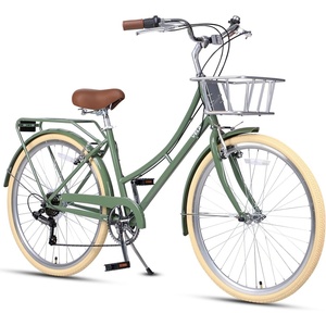 AVASTA Vela 26 Inch High Tensile Steel Frame Women Female Hybrid Bike(Green Frame with Beige Tires)